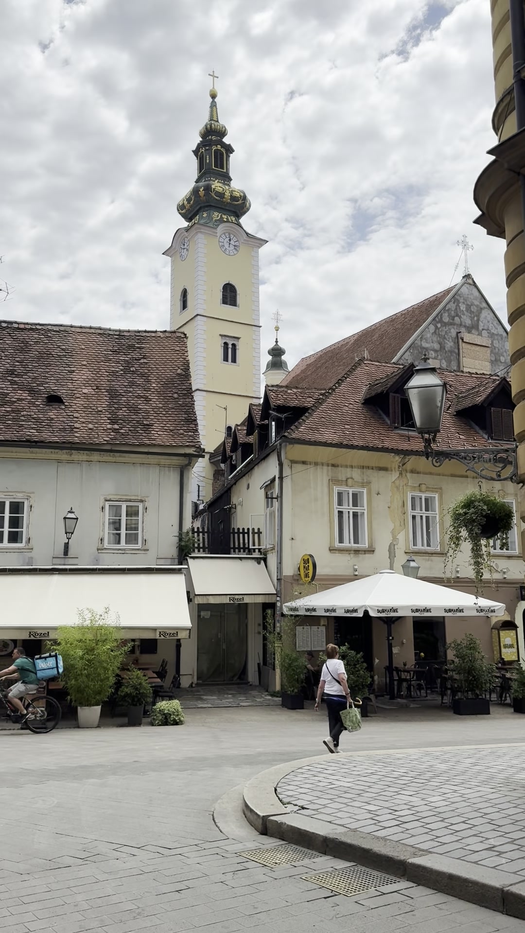 Zagreb old town rooftops and church tower