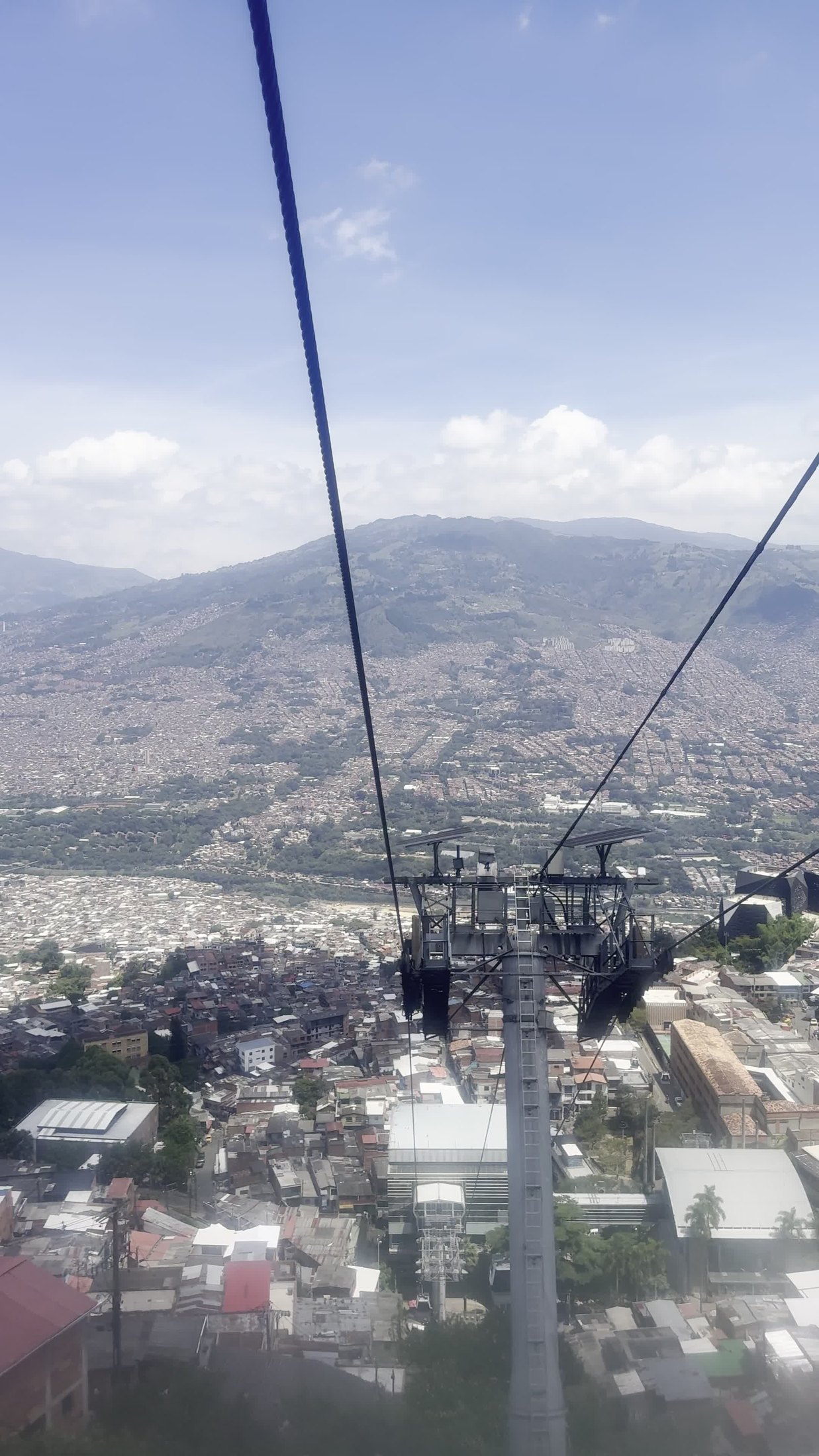 Medellín's Metrocable climbing above the valley toward Parque Arví