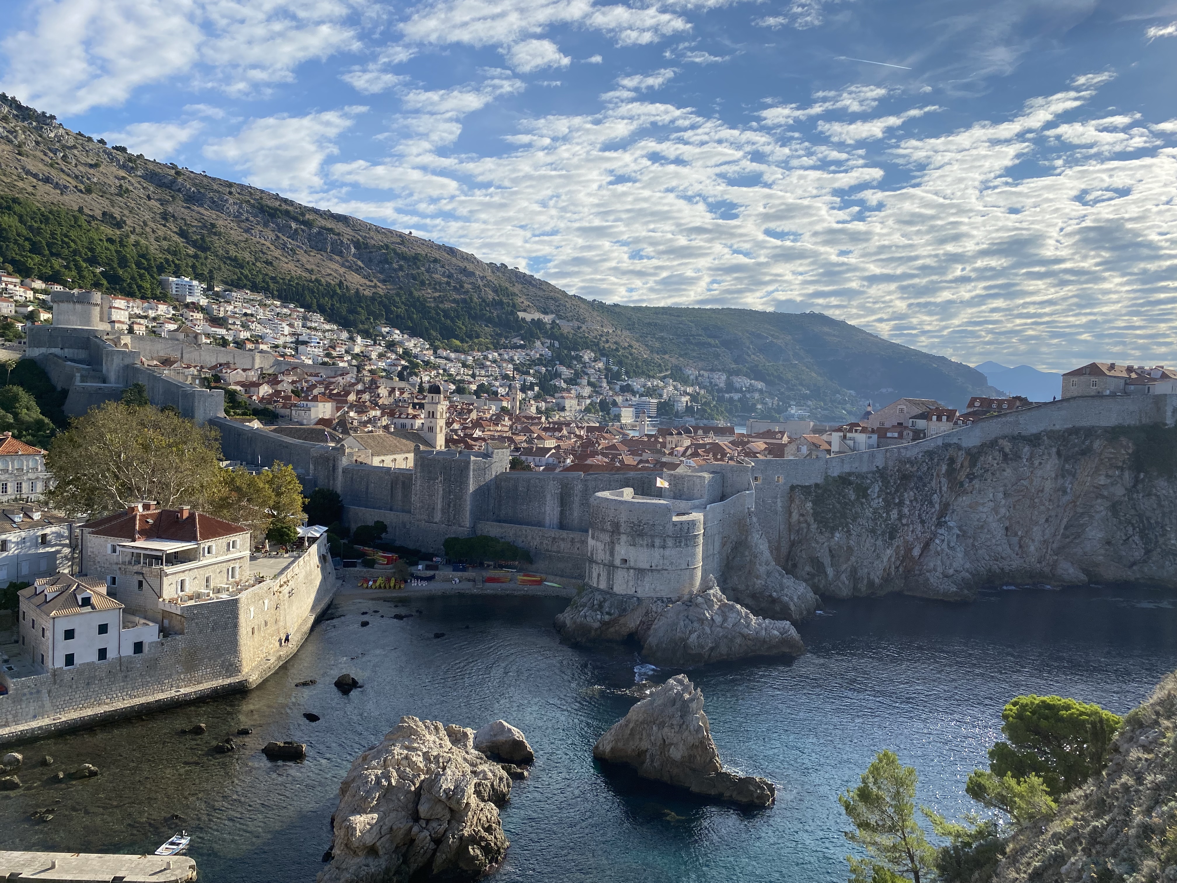 Dubrovnik Old Town and the city walls seen from the ramparts