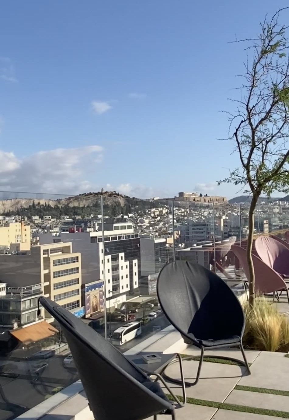 Grand Hyatt Athens rooftop terrace with an Acropolis view
