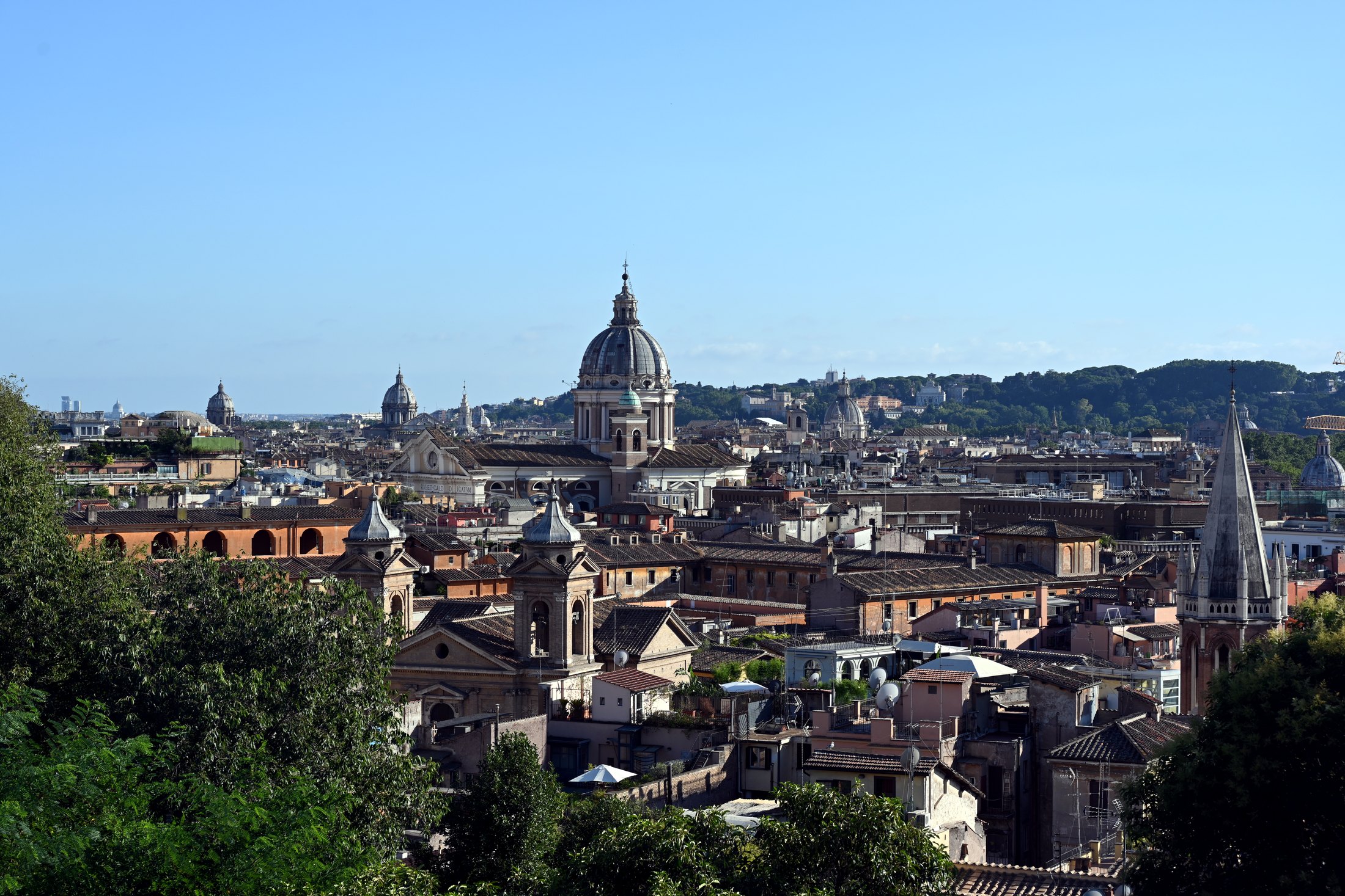 Rome skyline with St. Peter's Basilica beyond the historic center