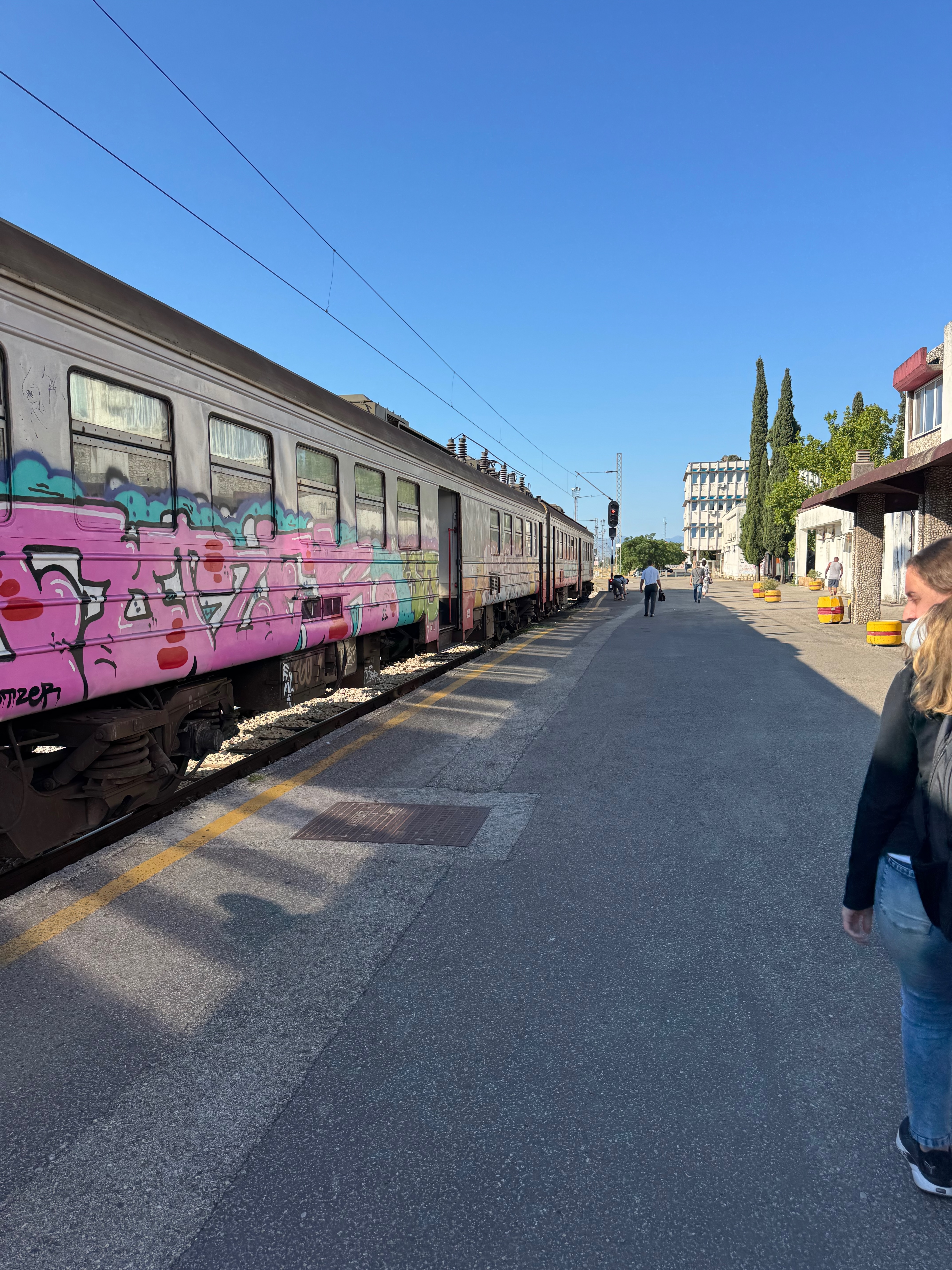 The Bar local train at the platform in Podgorica