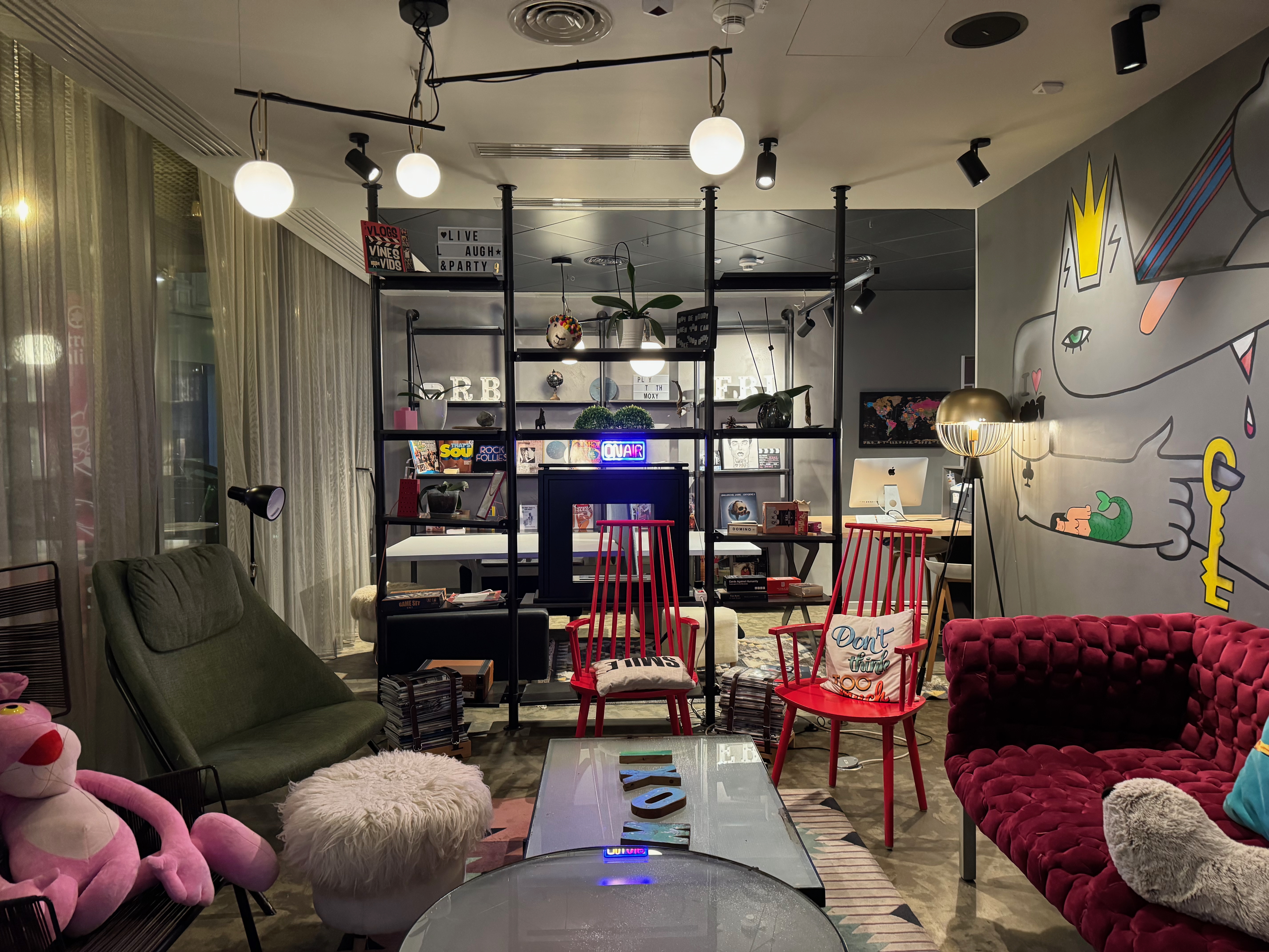 The lounge at Moxy Bucharest Old Town