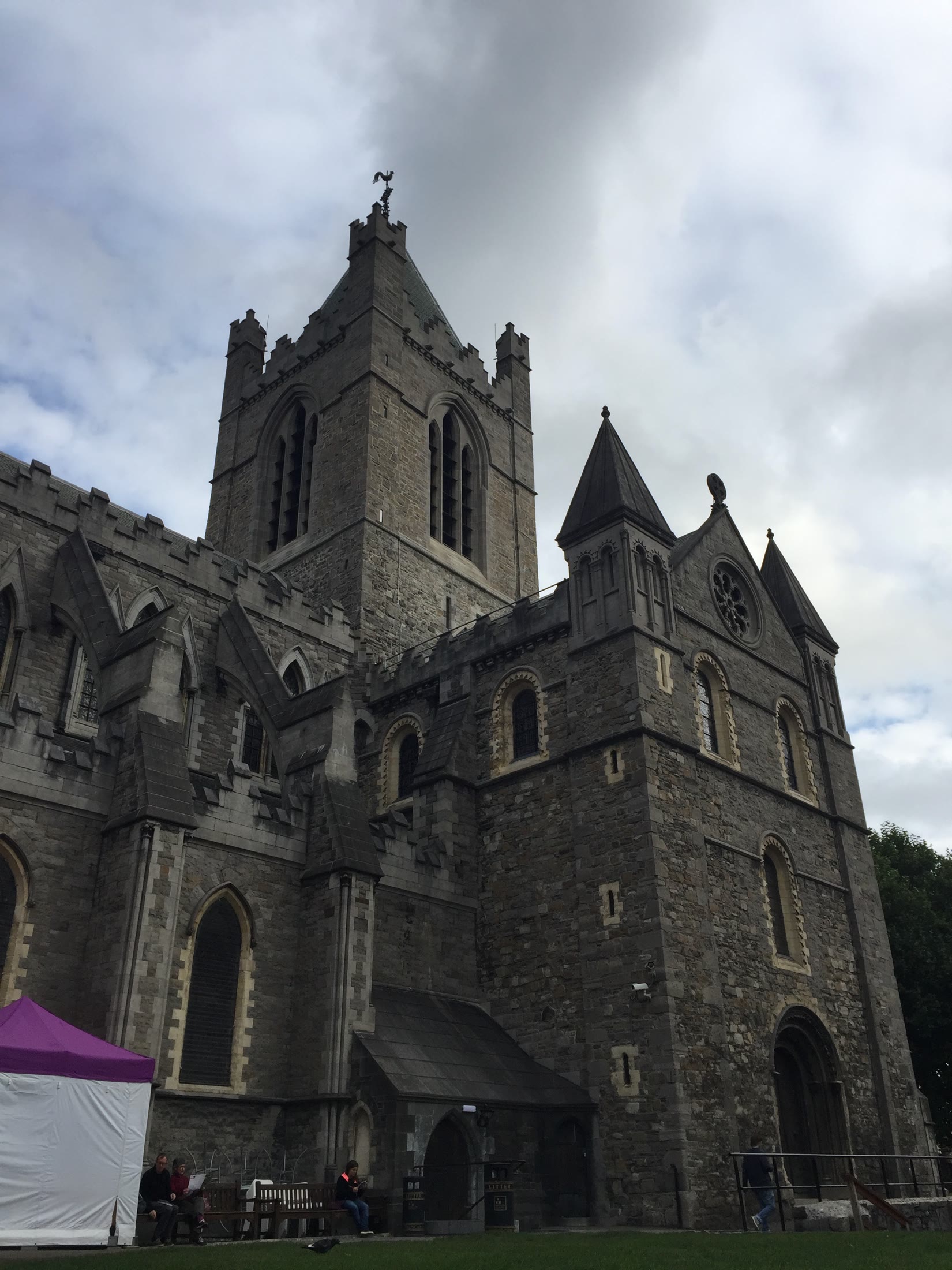 Stone cathedral walls in Dublin's medieval quarter