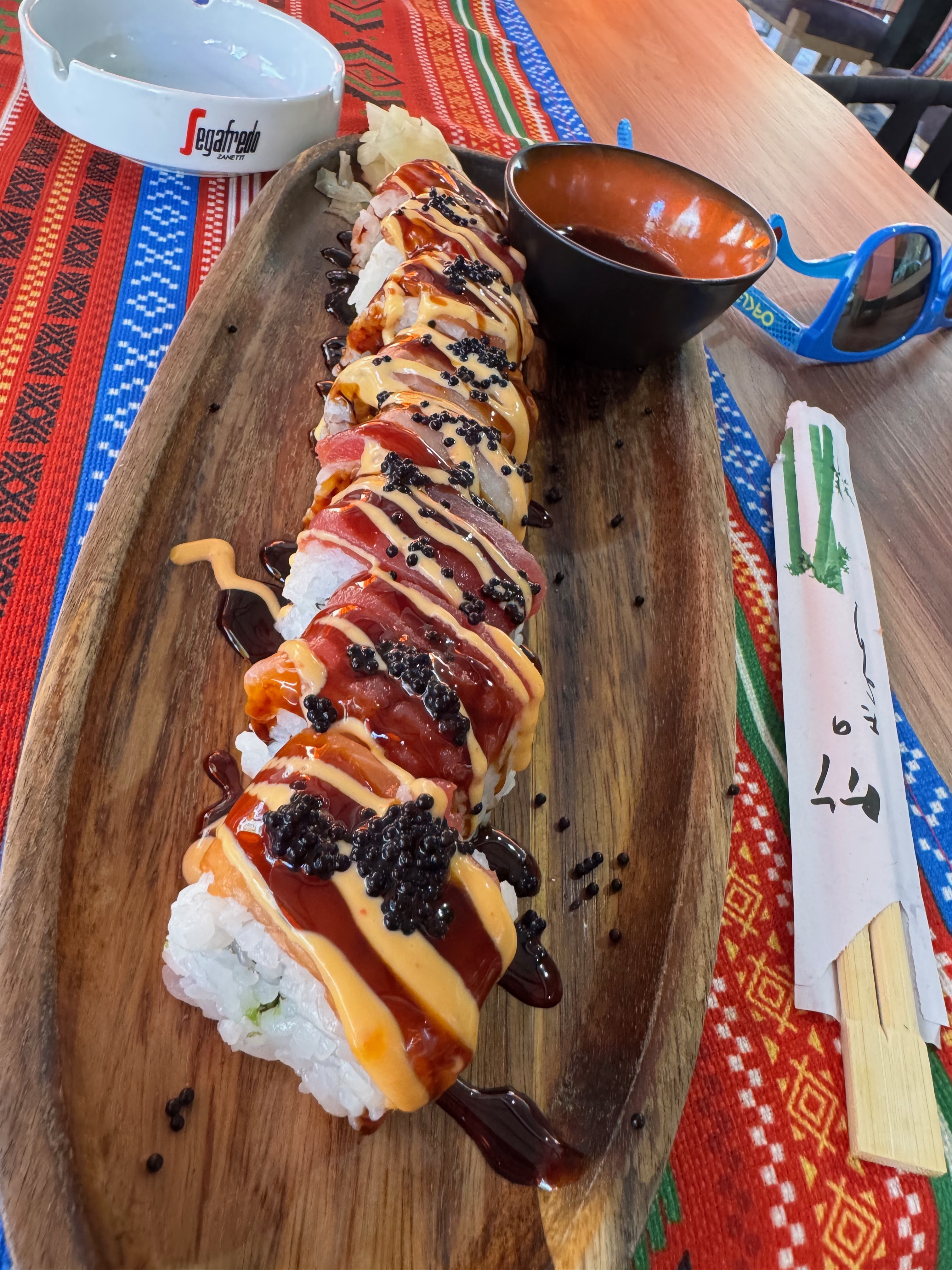 A sushi roll at Watami Tirana