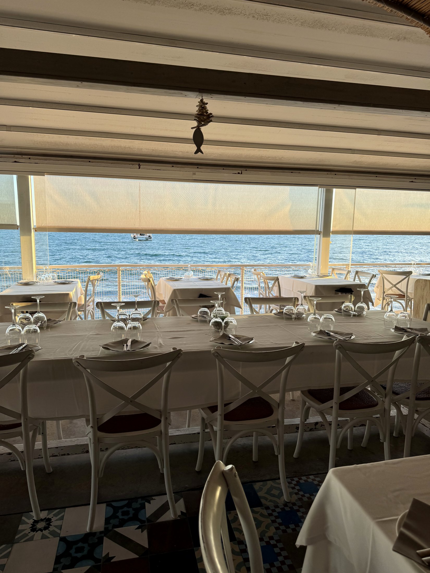 Vivero Beach Club dining room above the Sitges waterfront