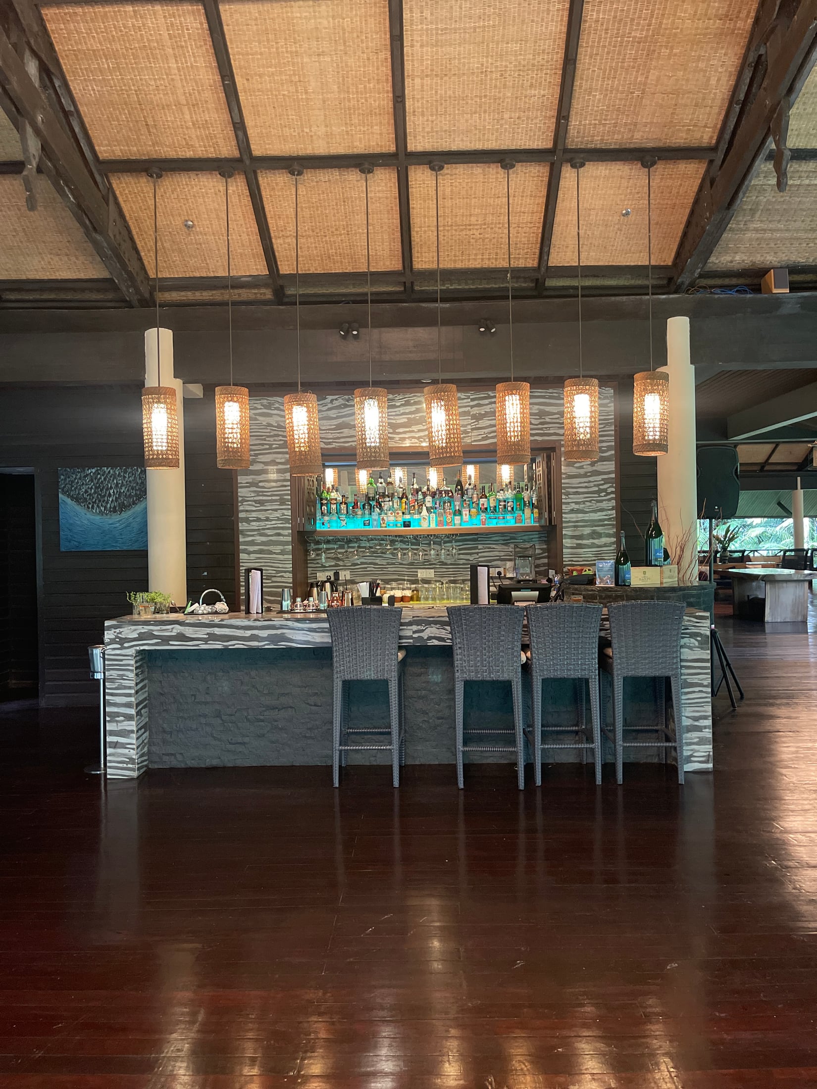 Open-air bar and lounge at Mulu Marriott Resort and Spa
