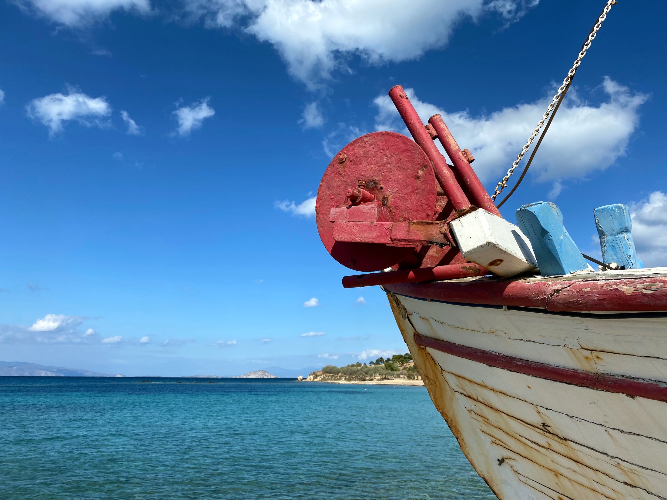 Wooden boat on the Aegina waterfront