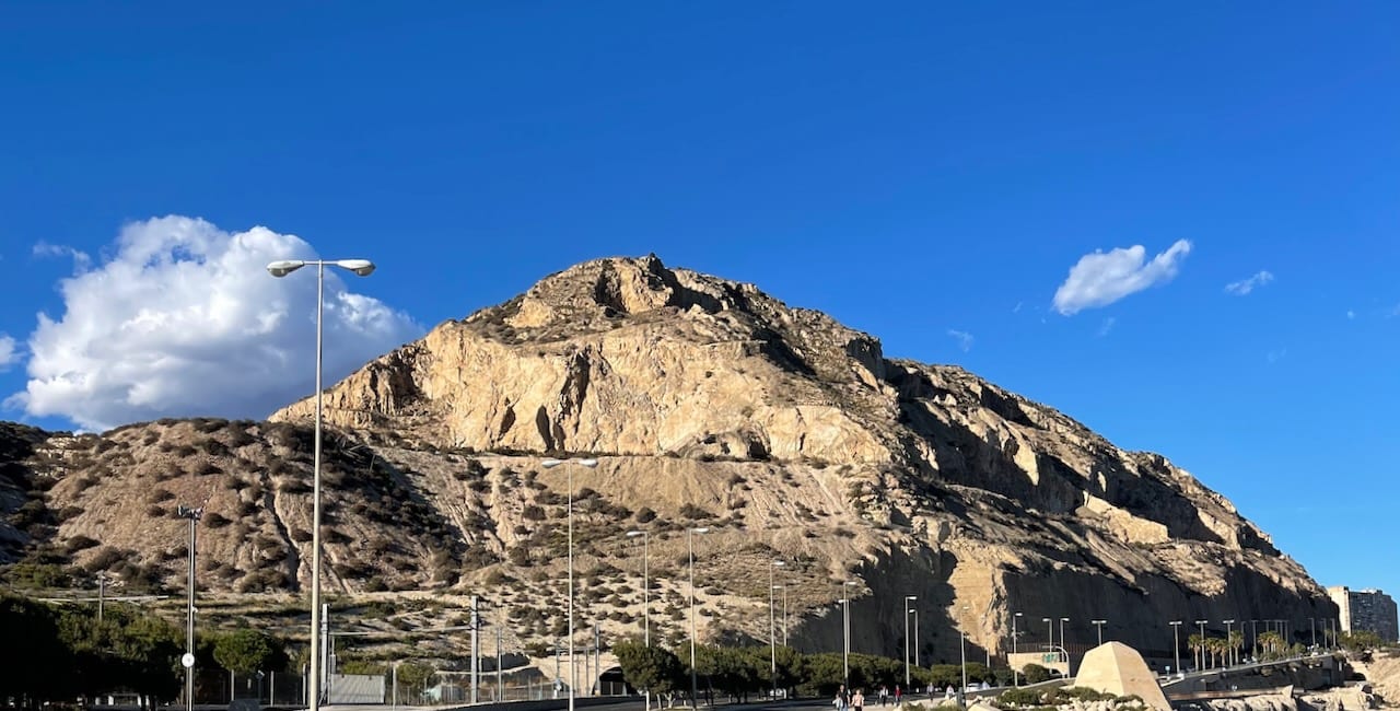 Mount Benacantil and Santa Barbara Castle above Alicante's waterfront