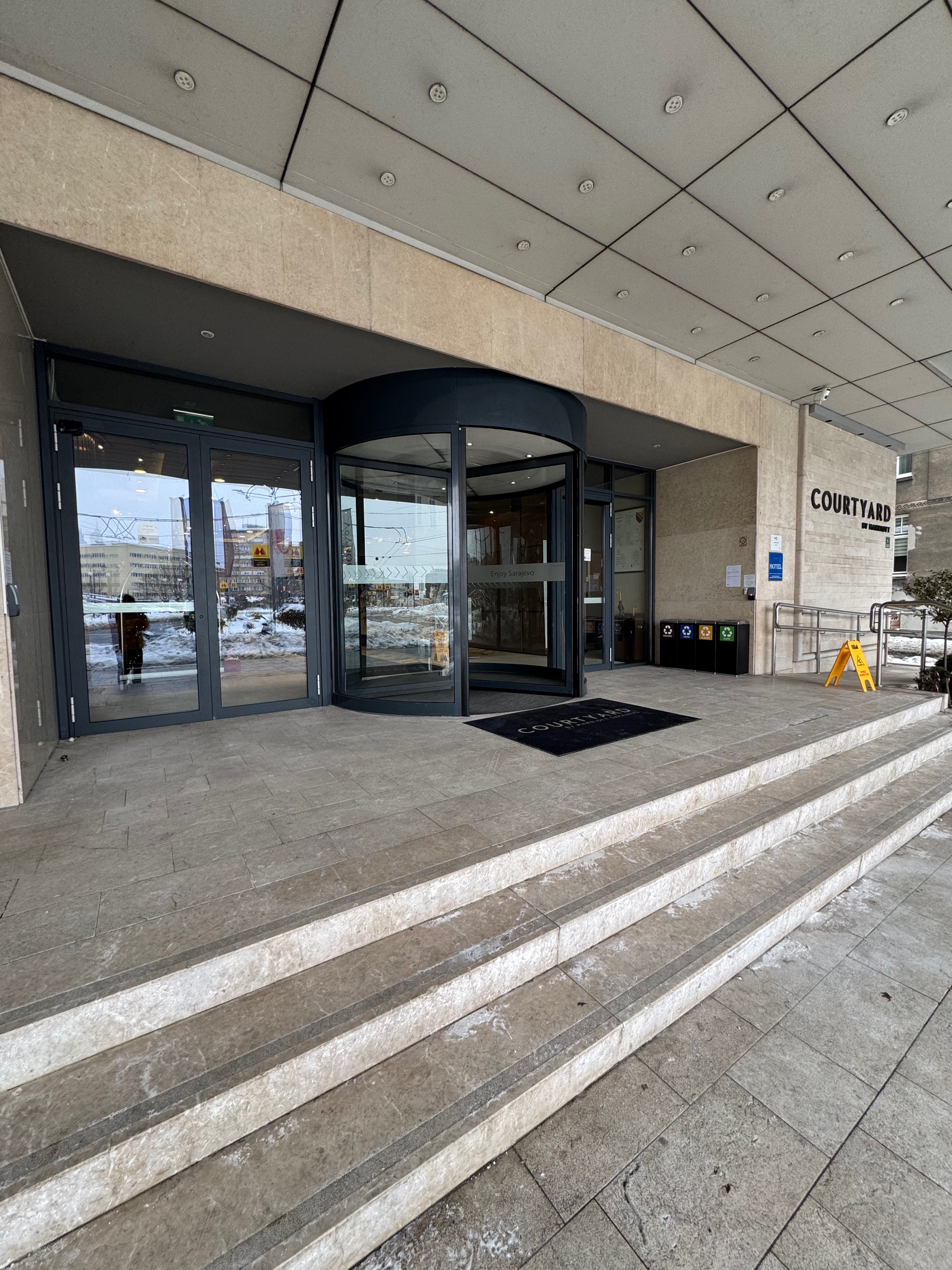 Snowy entrance at Courtyard by Marriott Sarajevo