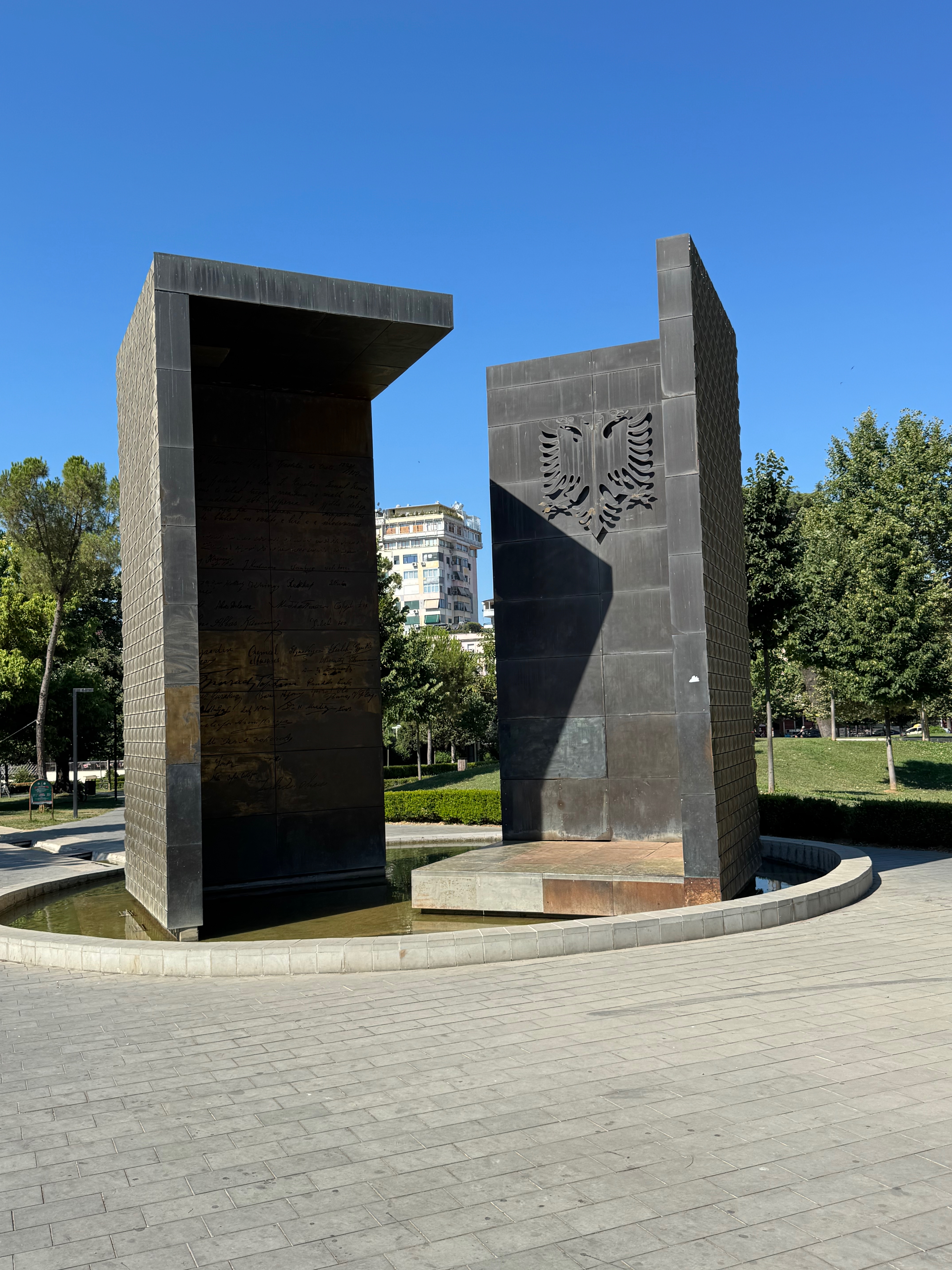 A communist-era monument in central Tirana