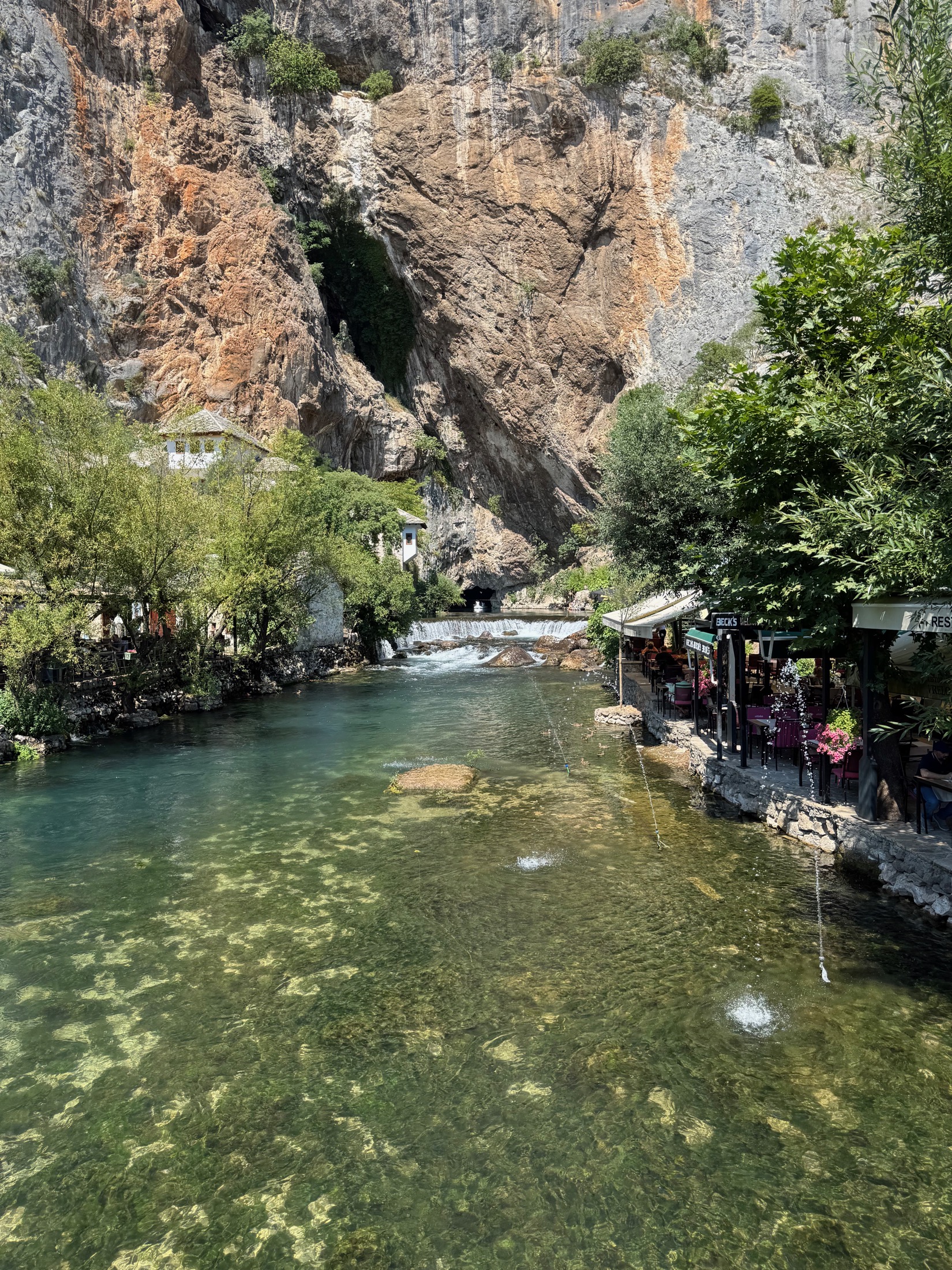 Buna River and cliffside terrace near Restoran Vrelo